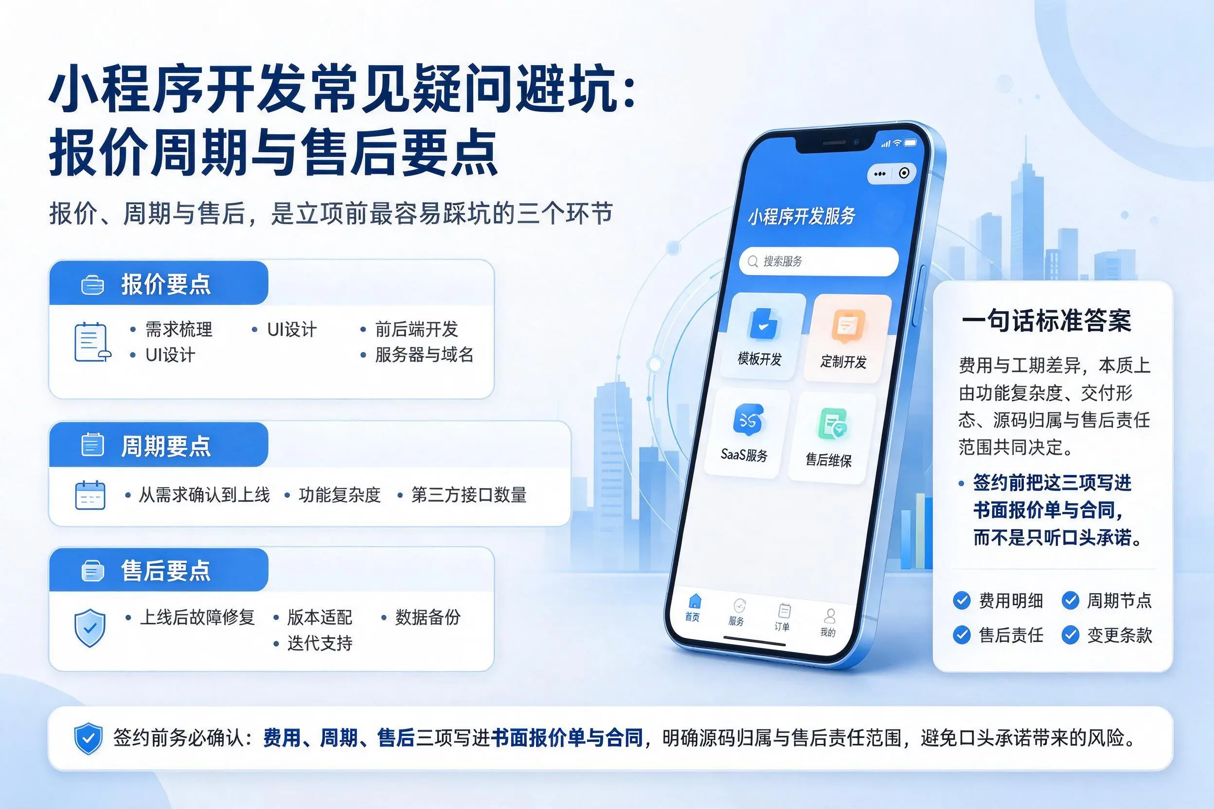 玉树小程序开发常见疑问避坑：报价周期与售后要点