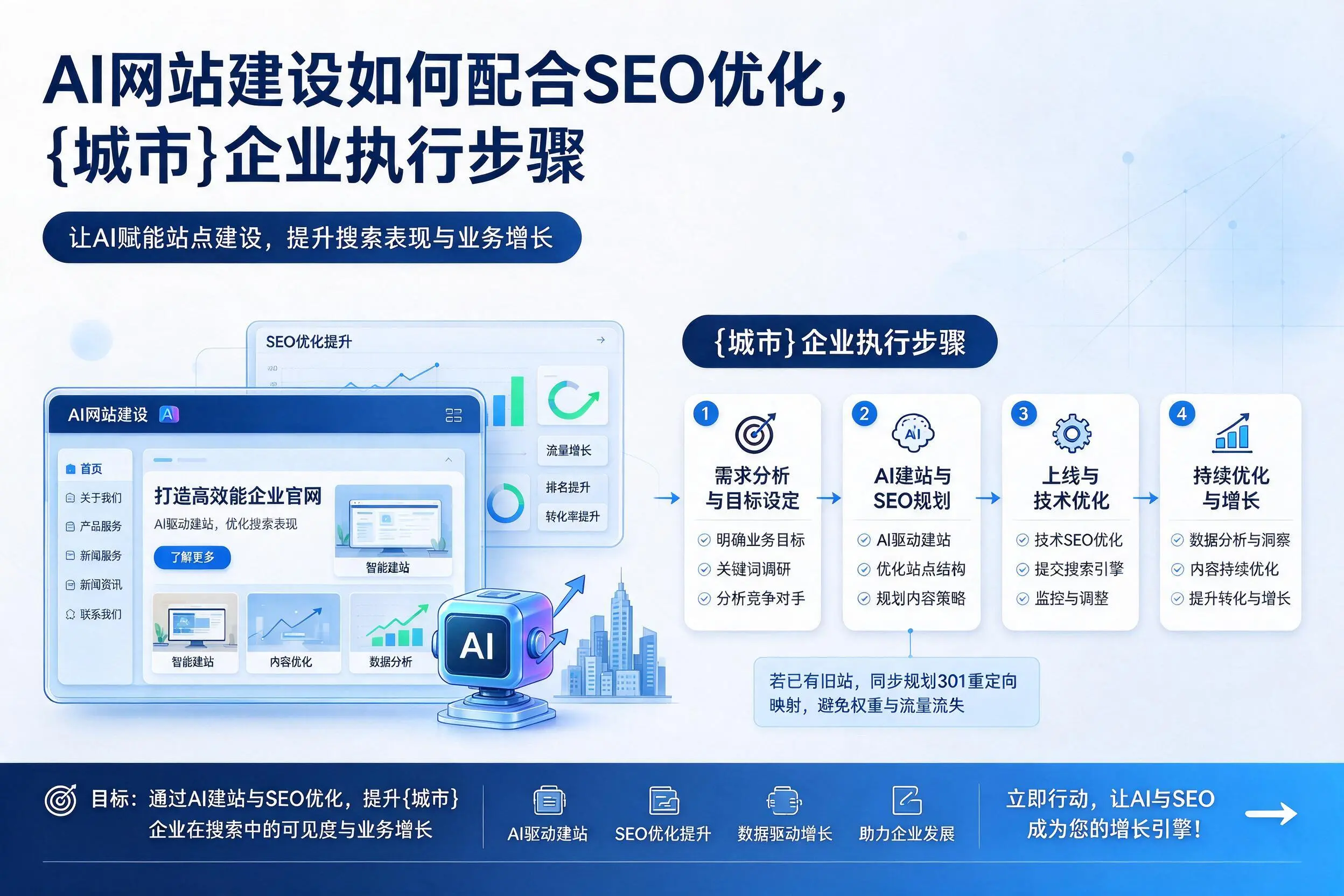 AI网站建设如何配合SEO优化,玉树企业执行步骤