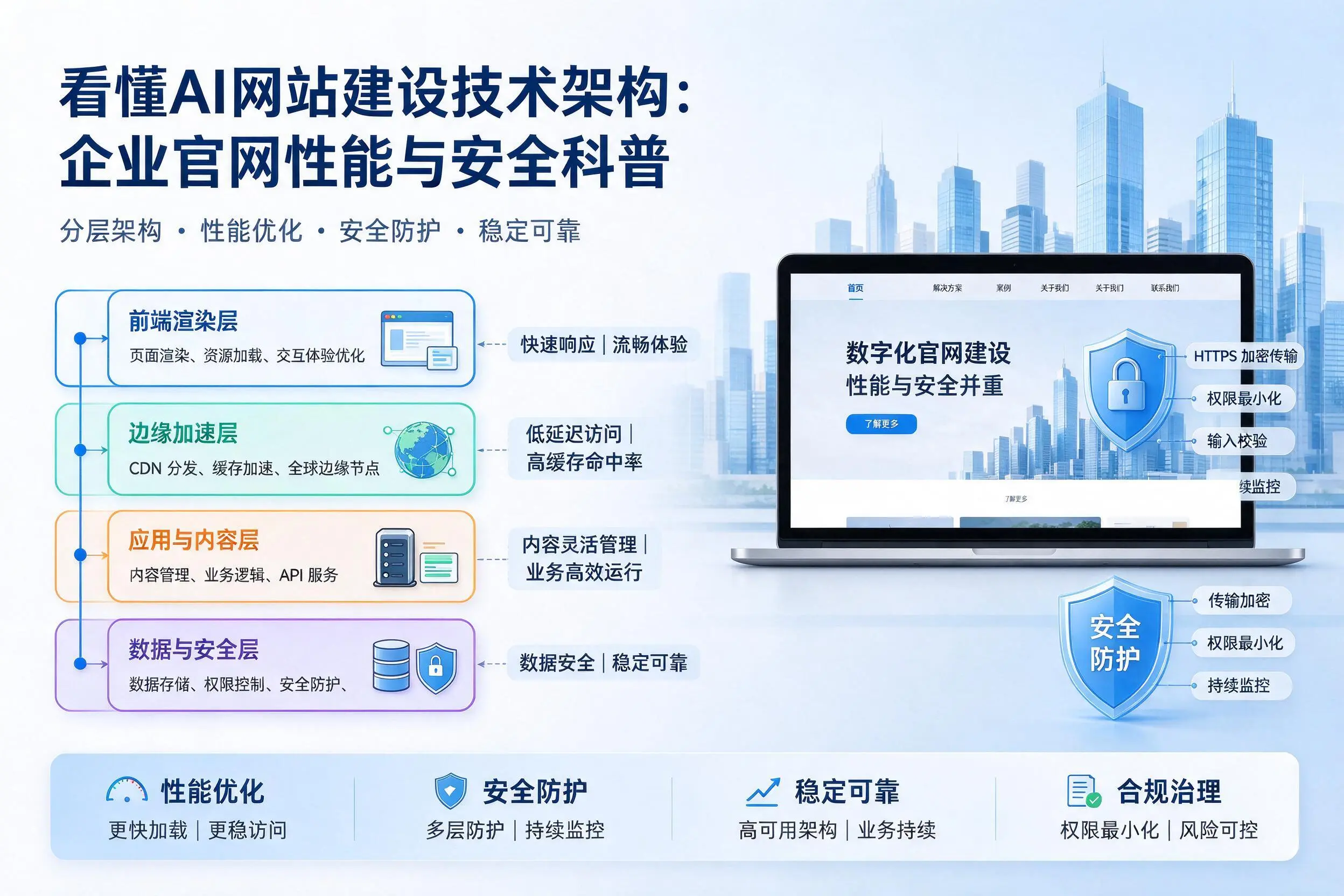 看懂AI网站建设技术架构:玉树企业官网性能与安全科普