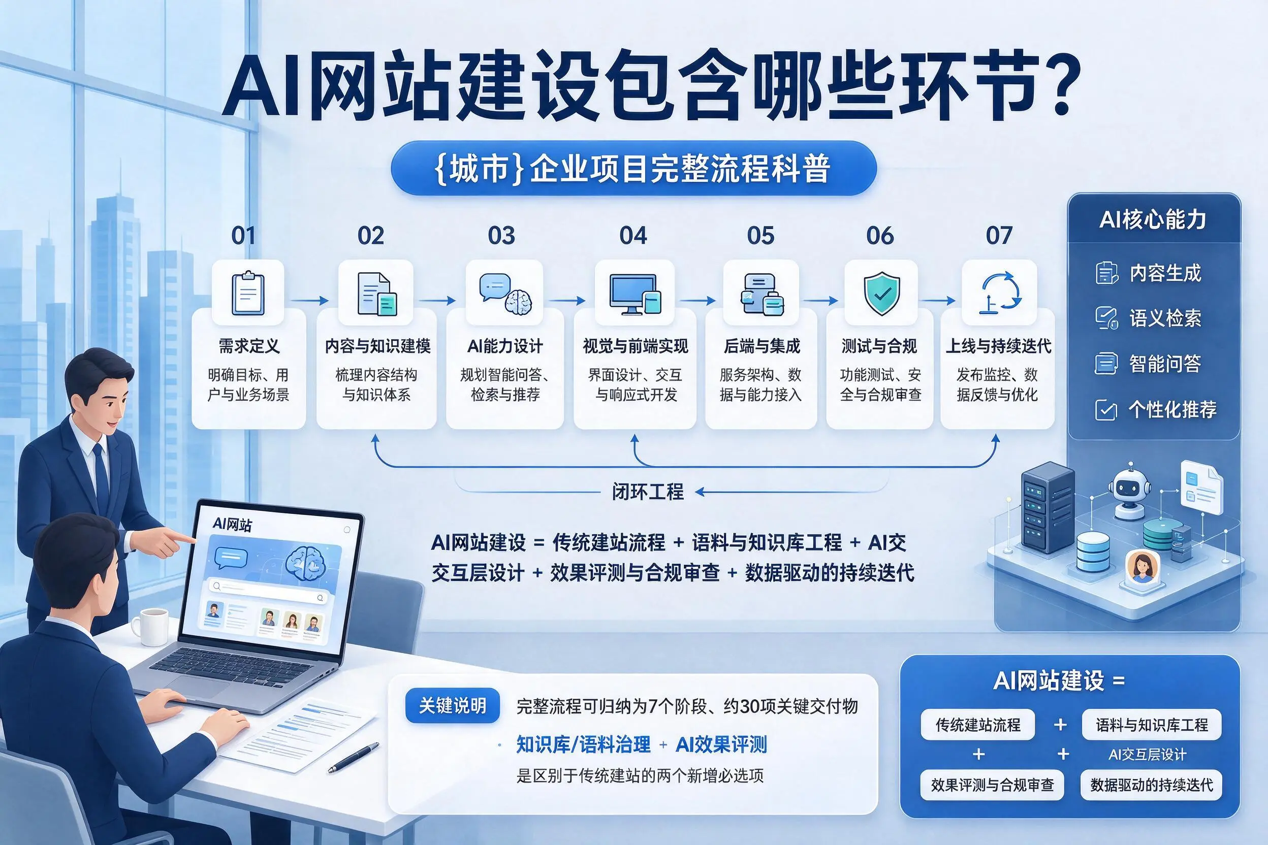 AI网站建设包含哪些环节?玉树企业项目完整流程科普