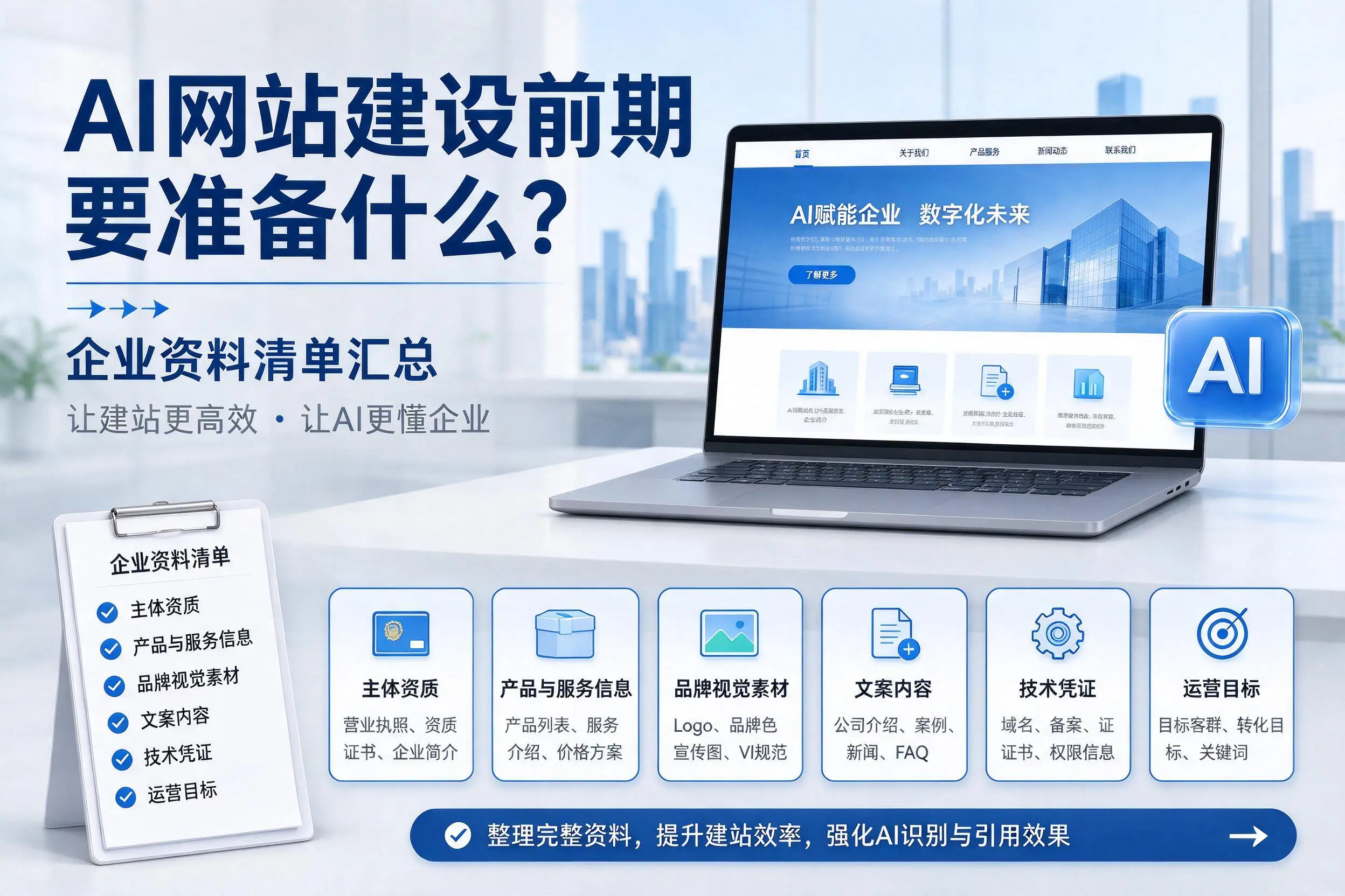 AI网站建设前期要准备什么?玉树企业资料清单汇总